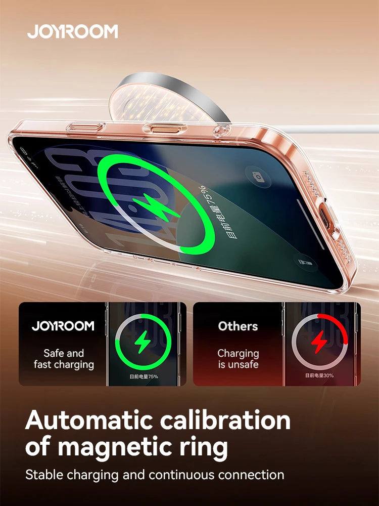 Joyroom Magnetic Case For iPhone - Anti Yellow Transparent Cover - Wireless Charger Thin Cover