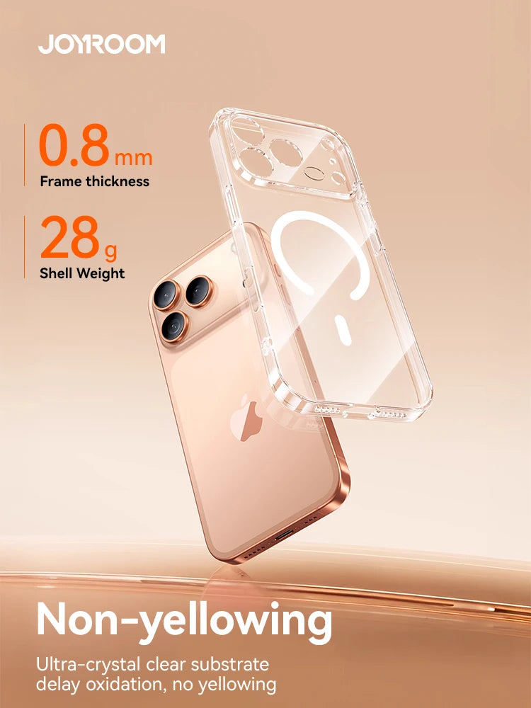 Joyroom Magnetic Case For iPhone - Anti Yellow Transparent Cover - Wireless Charger Thin Cover