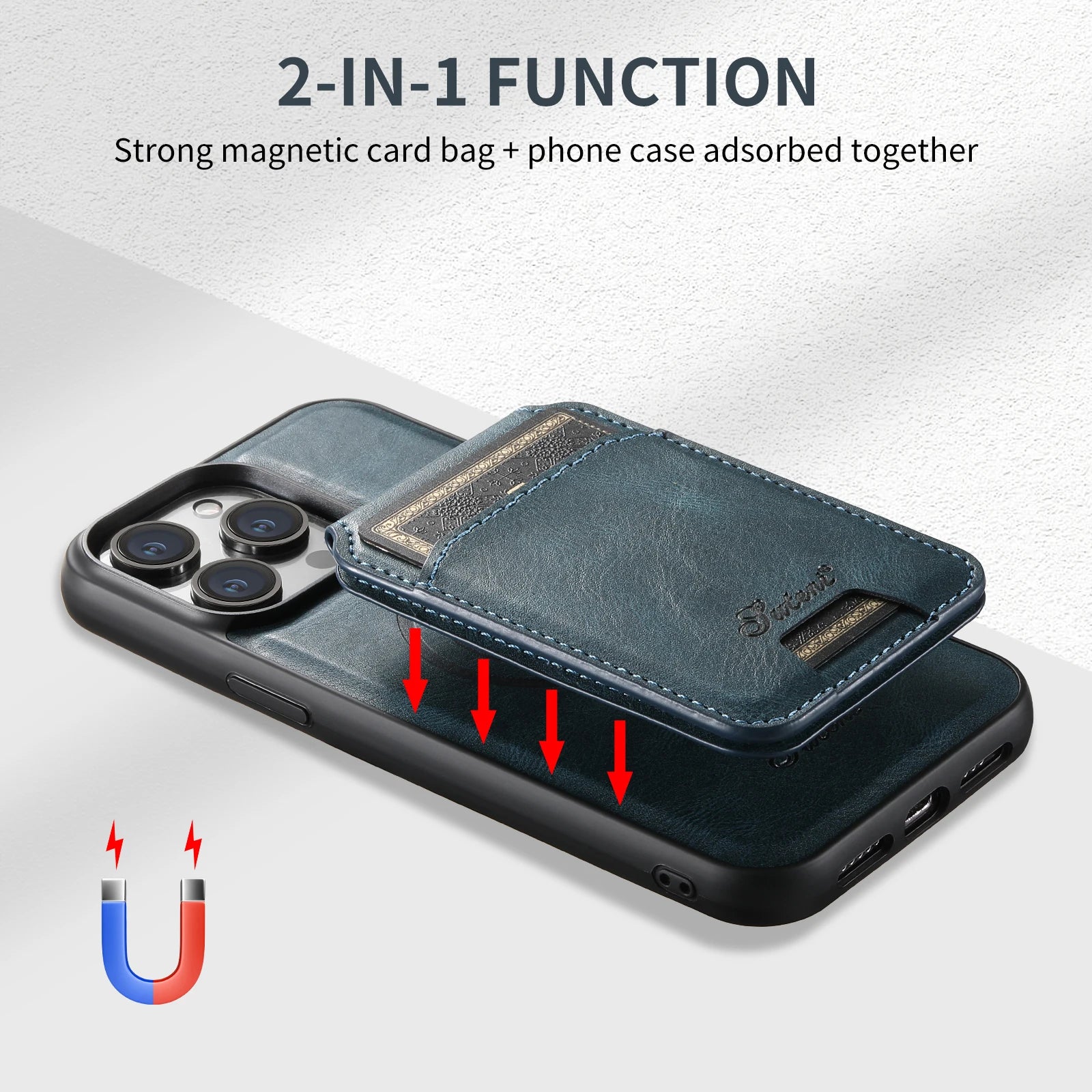 Magnetic Card Slot Leather Wallet Bags Case For iPhone