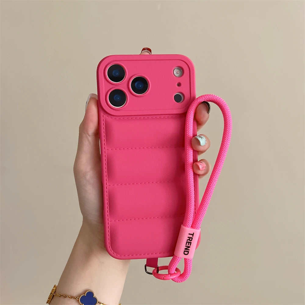 Silicone Case For iPhone - Shockproof Camera Protection Wrist Strap Cover
