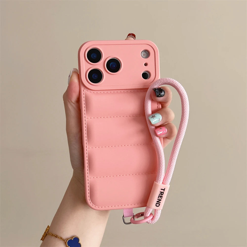 Silicone Case For iPhone - Shockproof Camera Protection Wrist Strap Cover
