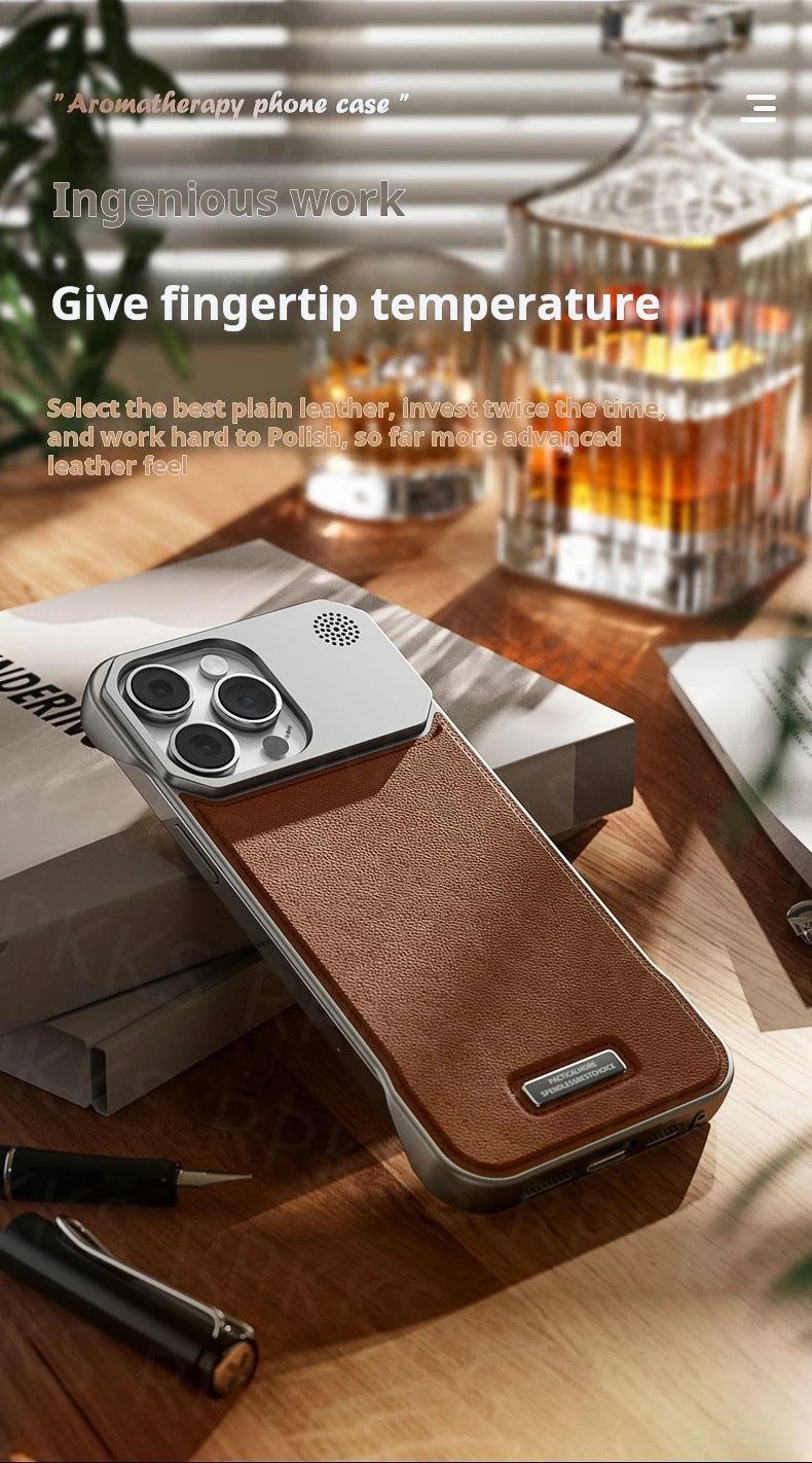 Aromatherapy Leather Case for iPhone - Magsafe Magnetic Frameless Armor Cover
