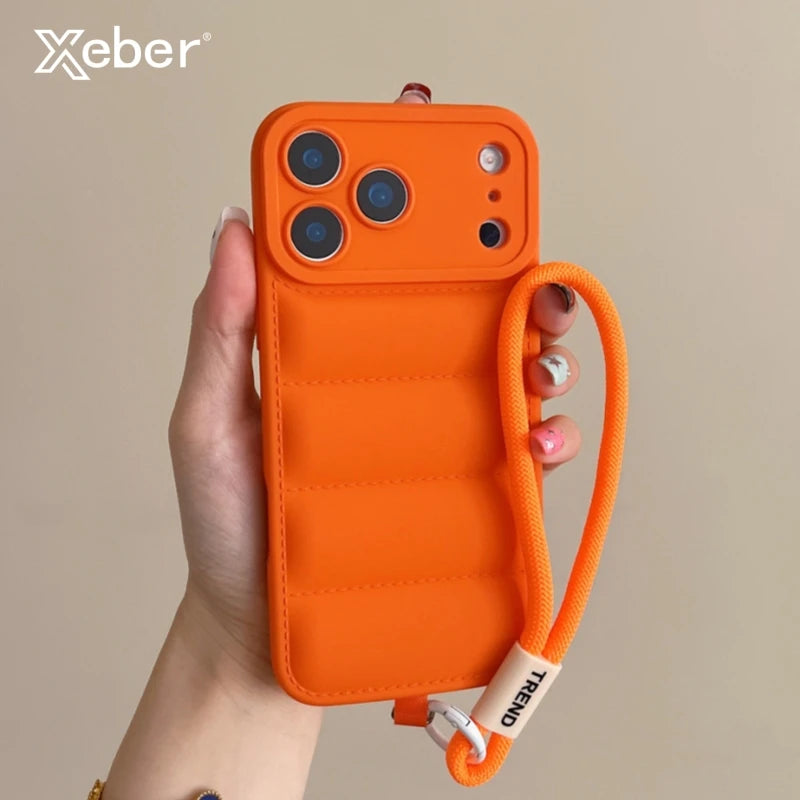 Silicone Case For iPhone - Shockproof Camera Protection Wrist Strap Cover