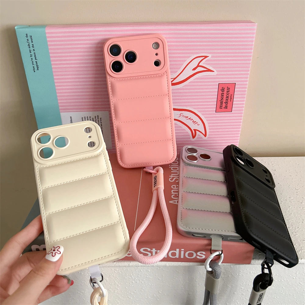Silicone Case For iPhone - Shockproof Camera Protection Wrist Strap Cover