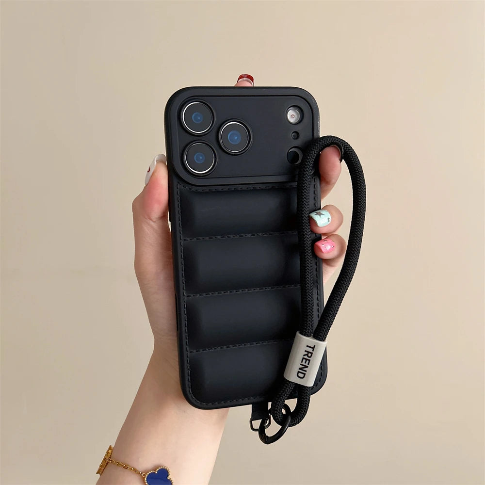 Silicone Case For iPhone - Shockproof Camera Protection Wrist Strap Cover