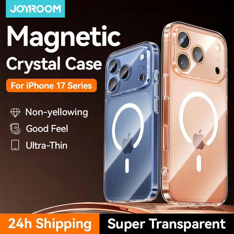 Joyroom Magnetic Case For iPhone - Anti Yellow Transparent Cover - Wireless Charger Thin Cover