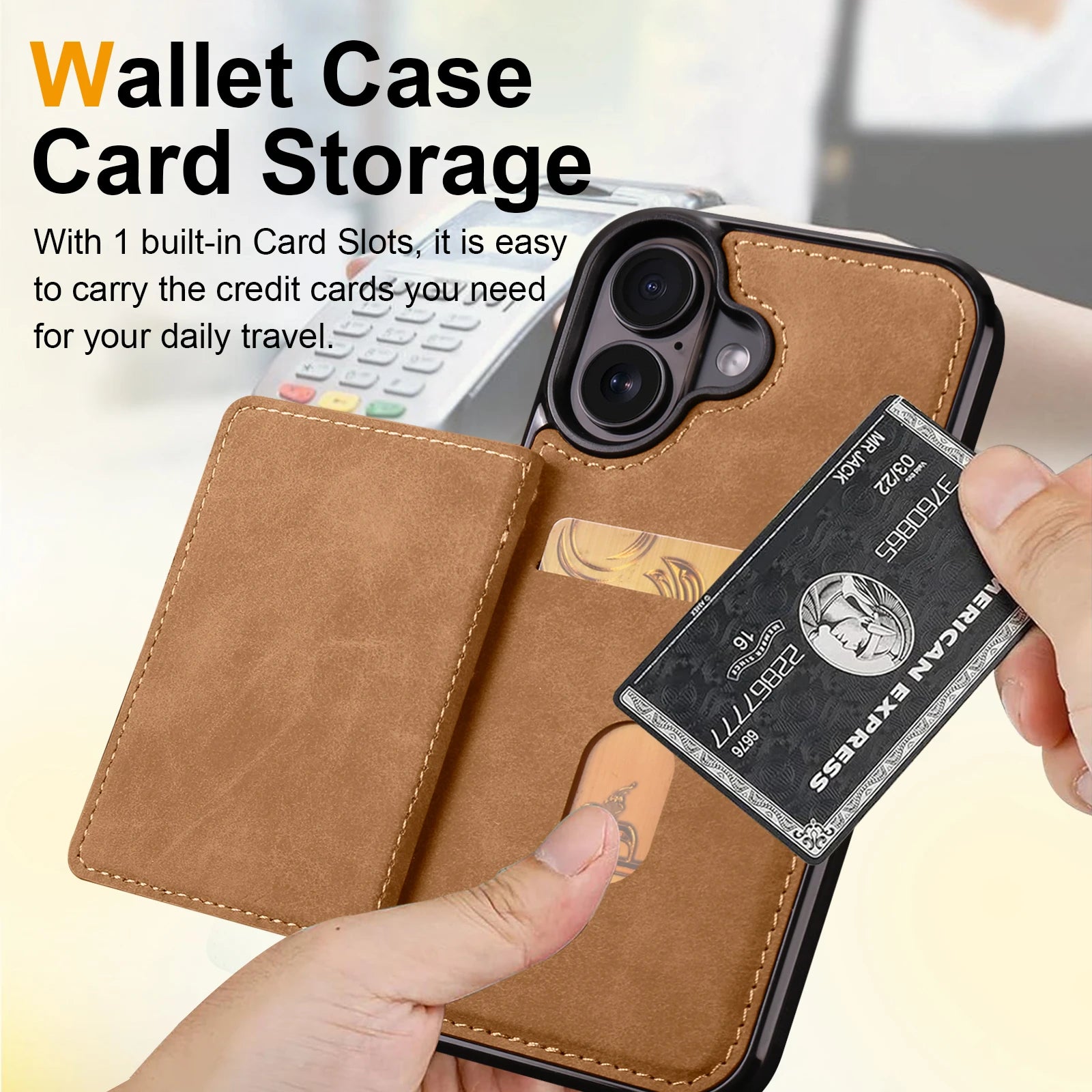 Flip Leather Case Built-in Magnetic Wallet Card Phone Cover