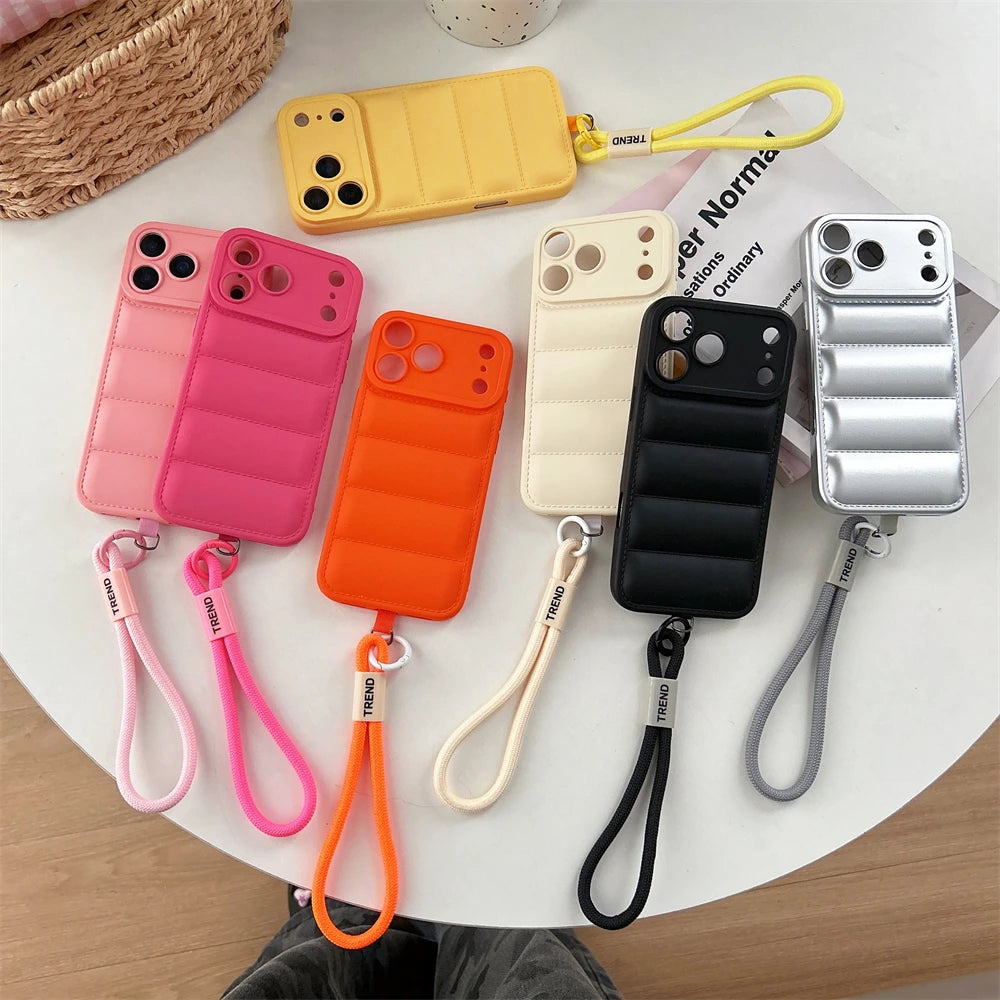 Silicone Case For iPhone - Shockproof Camera Protection Wrist Strap Cover